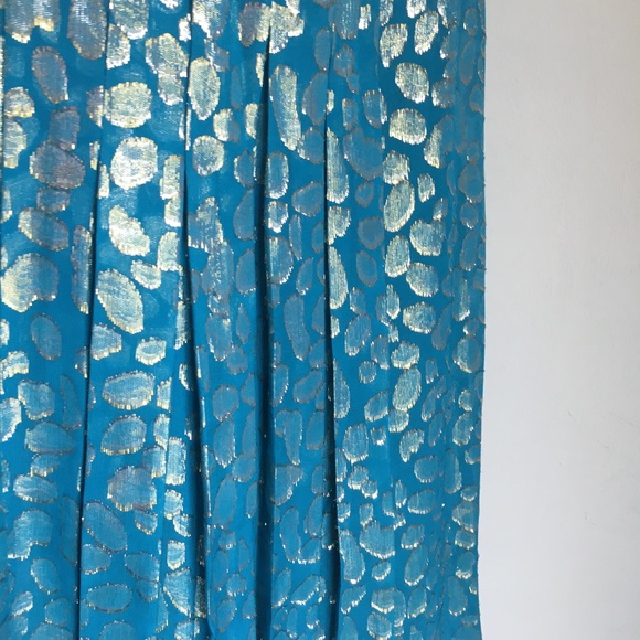 Anthropologie Turquoise + Gold Shift Dress - Picture 4 of 8